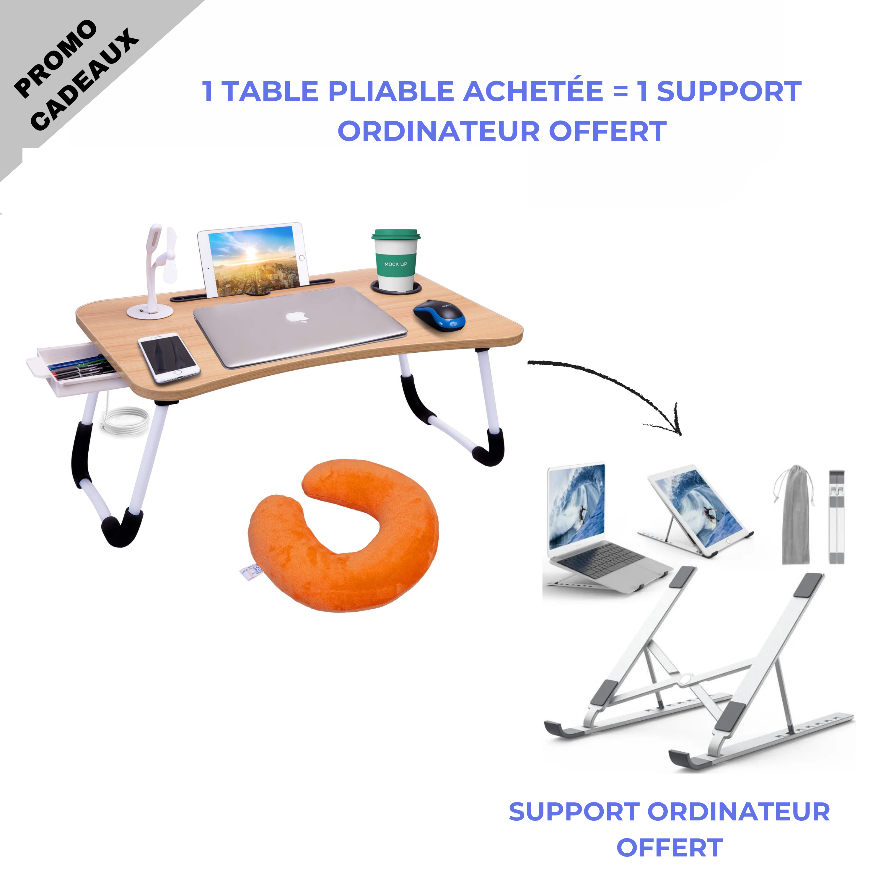 table pliable + support ordinateur