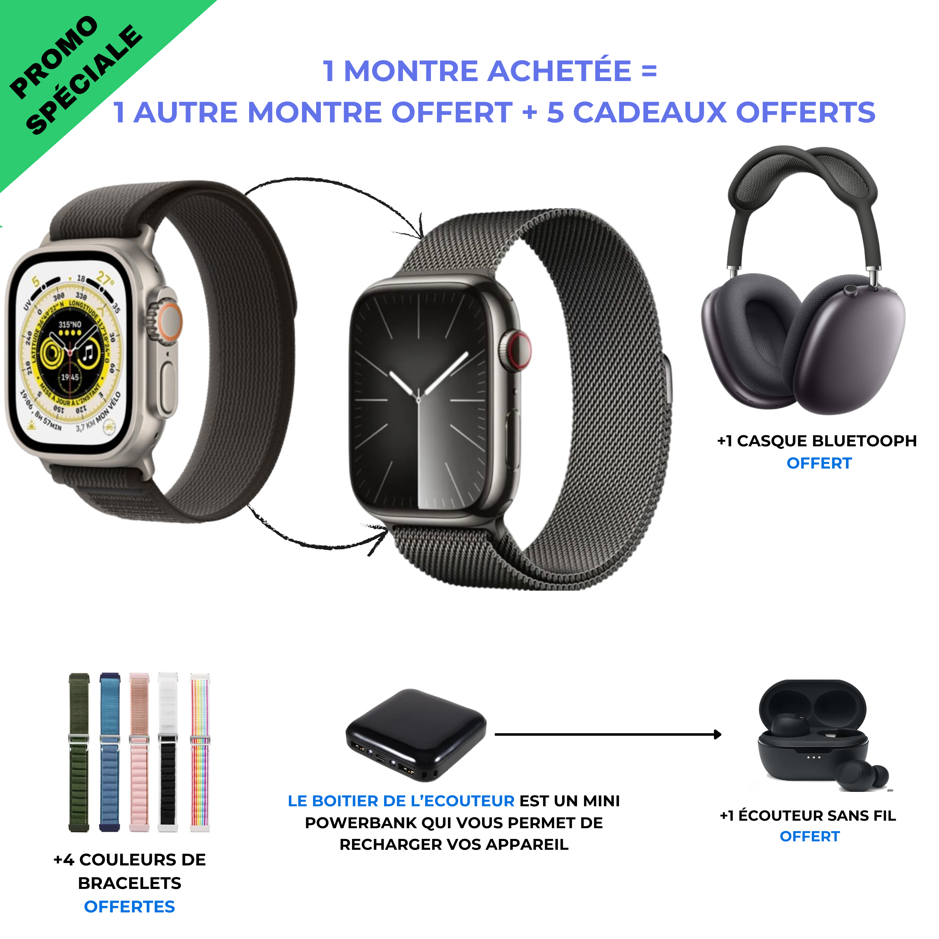 Montre intelligente SENEG ( 1 montre acheté = 1 offerte + 2 cadeaux offert )