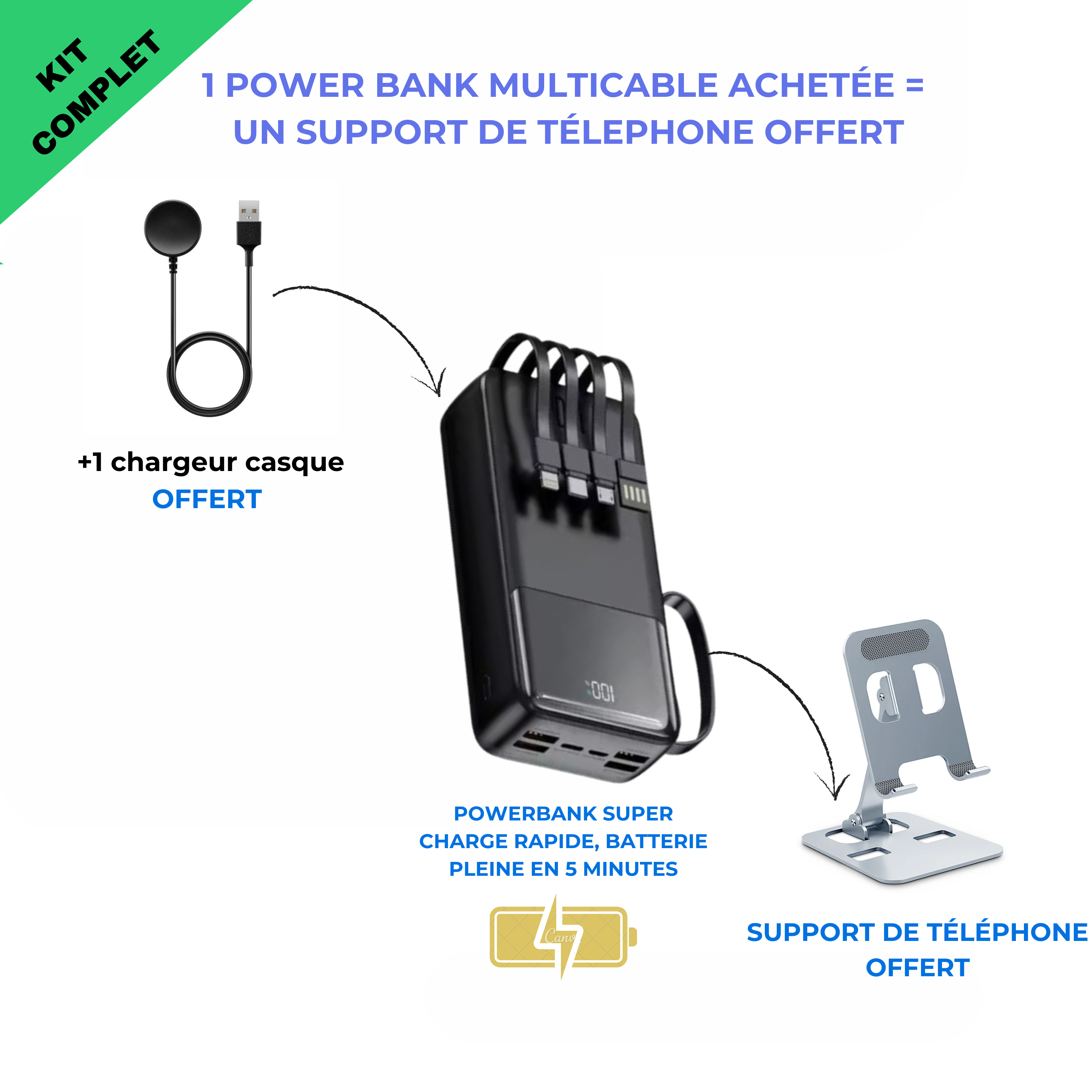 Powerbank SENEG + un support de téléphone