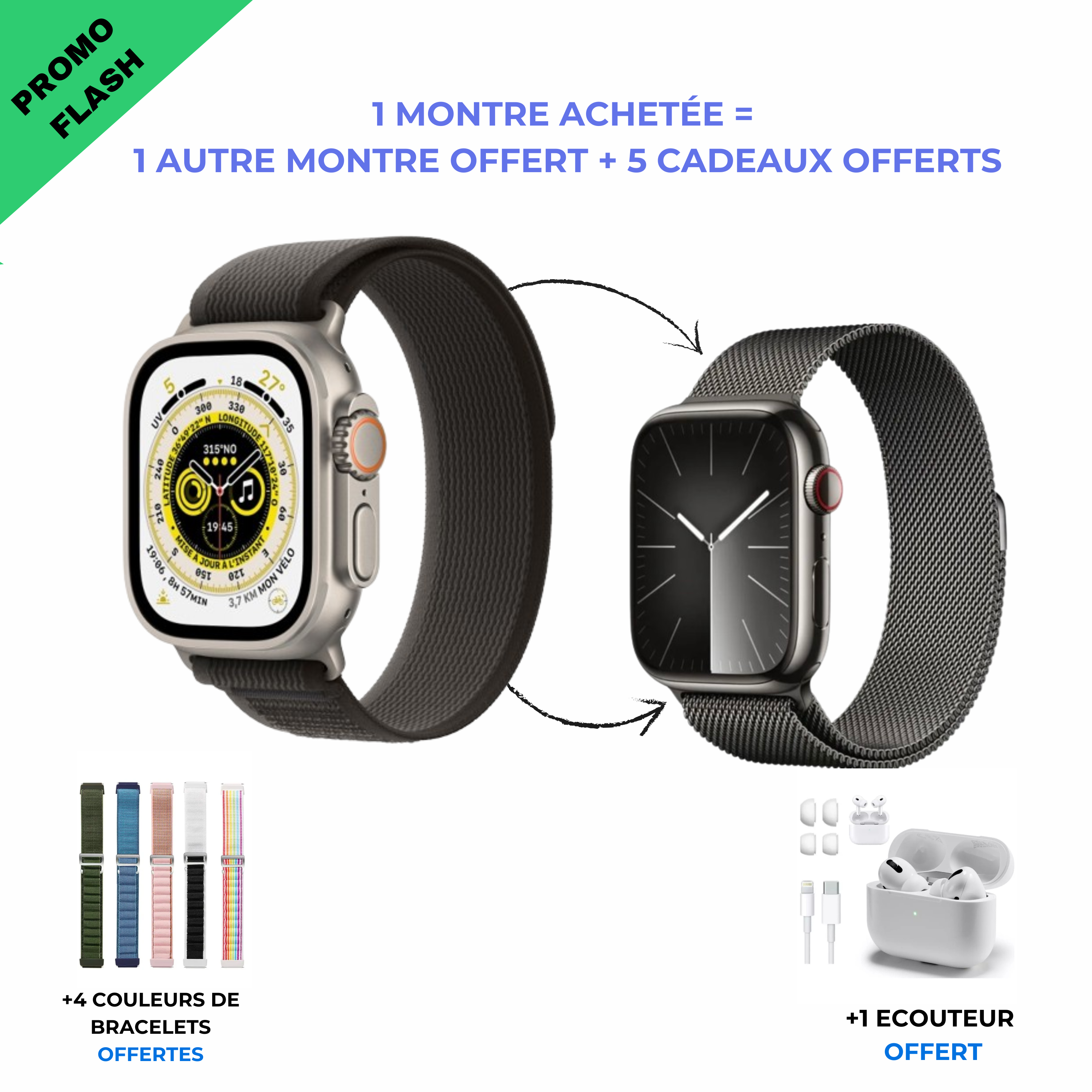 Montre intelligente BF ( 1 montre acheté = 1 offerte + 2 cadeaux offert )
