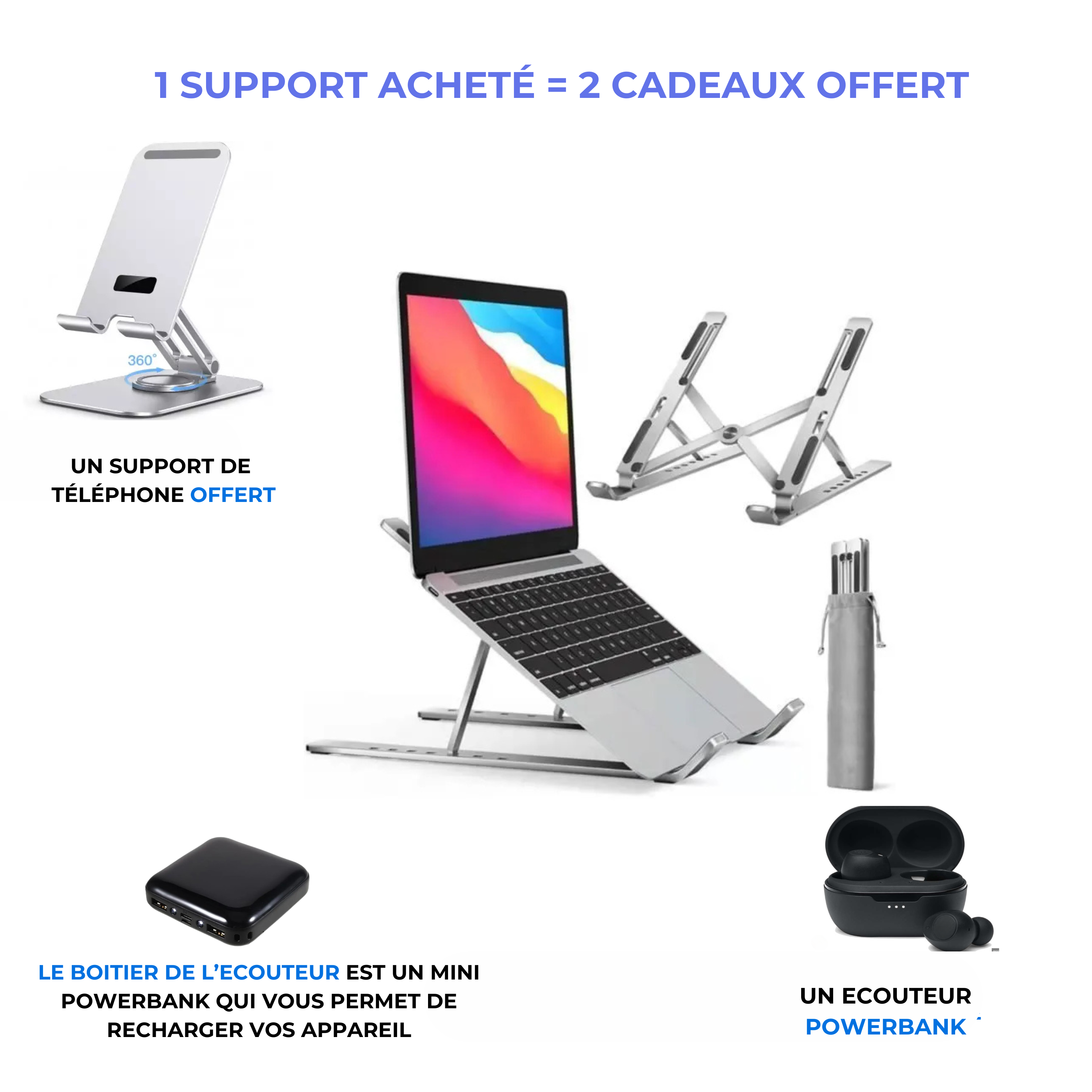 Support ordinateur SN + ecouteur + support de téléphone