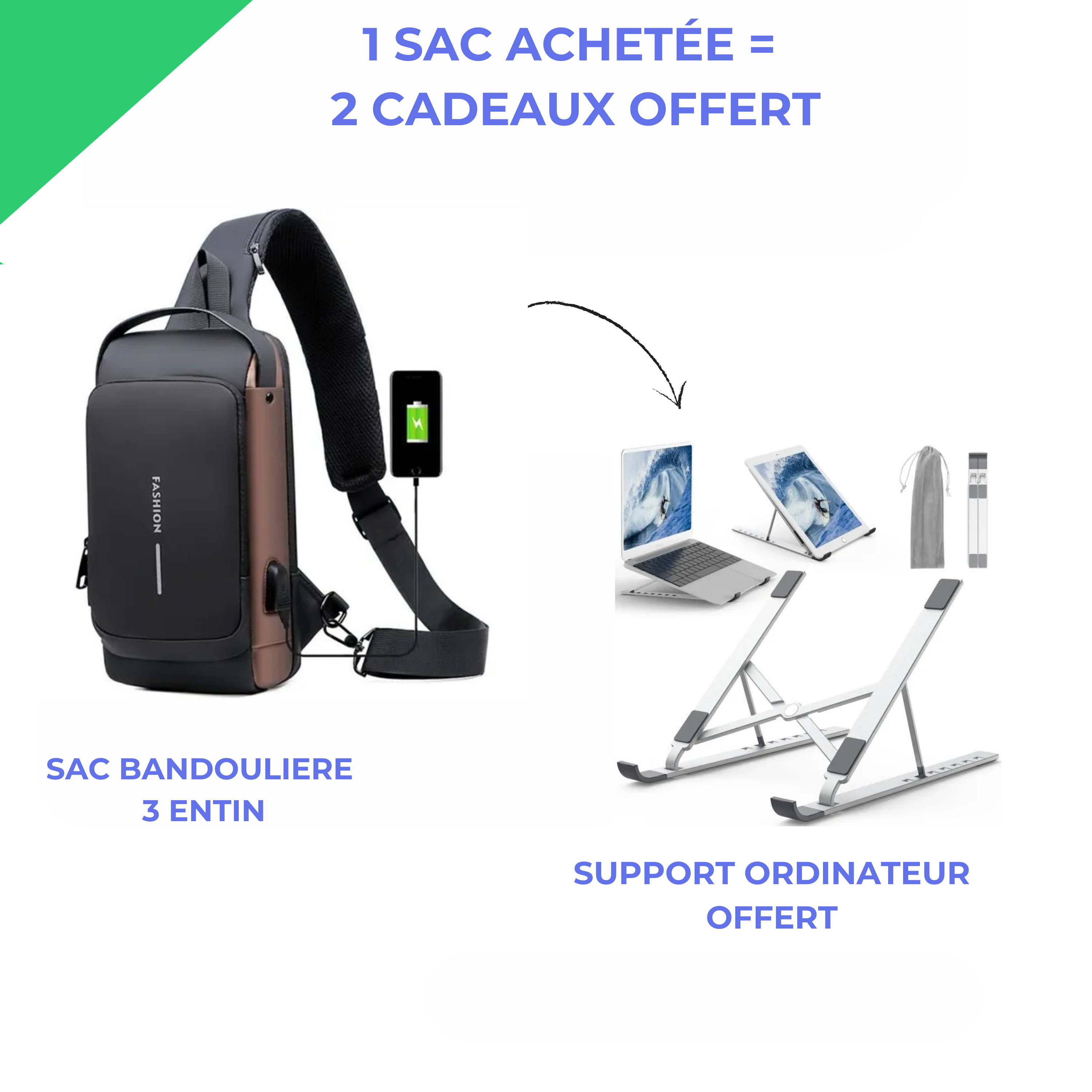 sac bandouliere MALI + Powerbank