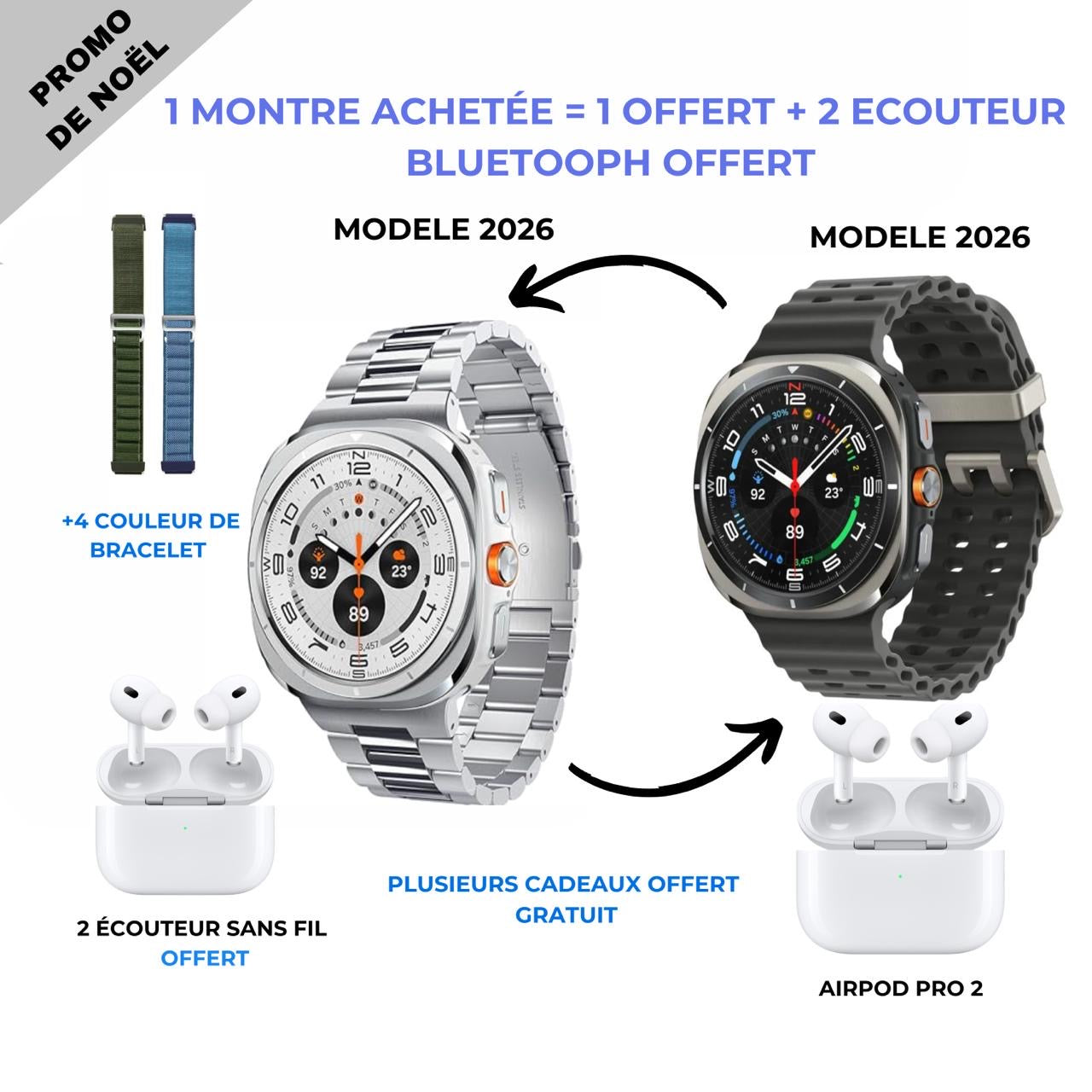 Montre intelligente CIV cadeaux noël ( 1 montre acheté = 1 offerte + 2 cadeaux offert )
